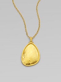 From the Elements Collection. A free-form disc of hammered 24k gold glows warmly as it hangs from a bold gold chain.24k yellow goldChain length, about 18Pendant length, about 1Hook claspImported From the Elements Collection. A free-form disc of hammered 24k gold glows warmly as it hangs from a bold gold chain.24k yellow goldChain length, about 18Pendant length, about 1Hook claspImported