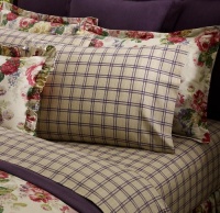 Lauren by Ralph Lauren Surrey Garden Purple and Tan Tattersal STANDARD Pillowcases Lauren by Ralph Lauren Surrey Garden Purple and Tan Tattersal STANDARD Pillowcases