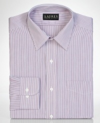 Simple stripes give this dress shirt from Lauren by Ralph Lauren an elegant finish for your dress wardrobe. Simple stripes give this dress shirt from Lauren by Ralph Lauren an elegant finish for your dress wardrobe.