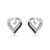 Platinum Plated Sterling Silver Black and White Round Diamond Heart Earrings (1/10 CTTW)