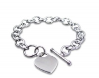 Designer Inspired Stainless Steel Heart Toggle Tag Bracelet Engravable 7.25l (Heavier Version) Designer Inspired Stainless Steel Heart Toggle Tag Bracelet Engravable 7.25l (Heavier Version)