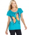 Flit easily from weekday errands to weekend relaxing in this butterfly-printed tee from Style&co. (Clearance)
