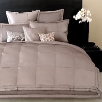 Ottoman Duvets and Shams: Soft and seductive ottoman striped duvet trimmed with a 1.5 silk flange. Silk Quilt: Luxurious 100% silk quilt is accented with a tufted border, reversing to cotton sateen. Tailored Pleat Sheets and Bedskirts: 400 thread count cotton sateen with pleated detail on flat sheet and pillowcase. Fitted sheet has elastic all around to fit most luxury mattresses. Ottoman Duvets and Shams: Soft and seductive ottoman striped duvet trimmed with a 1.5 silk flange. Silk Quilt: Luxurious 100% silk quilt is accented with a tufted border, reversing to cotton sateen. Tailored Pleat Sheets and Bedskirts: 400 thread count cotton sateen with pleated detail on flat sheet and pillowcase. Fitted sheet has elastic all around to fit most luxury mattresses.
