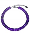 Vibrant in violet. This choker necklace from GUESS features baguette-cut amethyst crystals for a bright touch. Crafted in hematite tone mixed metal. Approximate length: 12-1/2 inches + 2-inch extender.