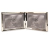 Lawrence Frames Polished Silver Plate 5x7 Hinged Double Horizontal - Bead Border Design