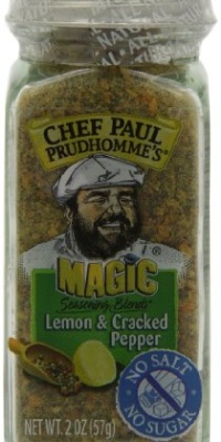 Chef Paul Prudhomme's Magic Seasoning Blends No Salt & No Sugar, Lemon and Cracked Pepper, 2-Ounce