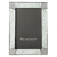 This ultrachic frame from Weingeroff borrows from the runway with a hand-painted snakeskin-print border that's accented with hand-set Swarovski® crystals. It was created by hand in the company's 4th-generation Rhode Island workshop. This ultrachic frame from Weingeroff borrows from the runway with a hand-painted snakeskin-print border that's accented with hand-set Swarovski® crystals. It was created by hand in the company's 4th-generation Rhode Island workshop.