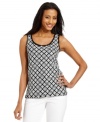 Make a graphic statement in Charter Club's sequin tank top, complete with contrasting sequins in a geometric pattern.