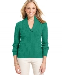 Charter Club's classic cable-knit sweater is a stylish weekend choice. At a price you'll love, you can snag one in every color! Charter Club's classic cable-knit sweater is a stylish weekend choice. At a price you'll love, you can snag one in every color!