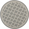Safavieh CY6918-246 Courtyard Collection Indoor/Outdoor Round Area Rug, 7-Feet 10-Inch in Diameter, Anthracite and Beige