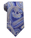 Pick up an elegant pattern in your wardrobe. This Geoffrey Beene paisley tie is the perfect complement to your dress look.