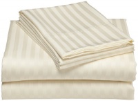 Elite Home Collection Wrinkle Resistant Woven Stripe 300-Thread Count 100-Percent Cotton Sateen Queen Sheet Set, Ivory Elite Home Collection Wrinkle Resistant Woven Stripe 300-Thread Count 100-Percent Cotton Sateen Queen Sheet Set, Ivory