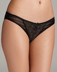 Sultry and sheer, this Elle Macpherson Intimates bikini mixes abstract floral lace and striped mesh. Style #E15-1021. Sultry and sheer, this Elle Macpherson Intimates bikini mixes abstract floral lace and striped mesh. Style #E15-1021.