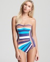 Graphic stripes and a playful silhouette define this vintage-inspired swimsuit from MARC BY MARC JACOBS.