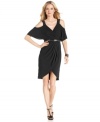 Maggy London mixes elegance and edge for this tulip-hem dress, featuring brilliant beading and a sexy split sleeve design. A soft fabric means the perfect wrap-like drape through the bodice and skirt.