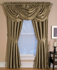 Your home is truly your castle with Versailles window treatments. Designed to hang from either end so you can choose if the pleats fall on the outside or inside of your window. With a brilliant sheen and lavish draping, this exquisite collection dresses your room in regal splendor. Your home is truly your castle with Versailles window treatments. Designed to hang from either end so you can choose if the pleats fall on the outside or inside of your window. With a brilliant sheen and lavish draping, this exquisite collection dresses your room in regal splendor.