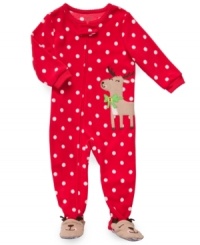 Get her ready for a visit from Santa in this cute and cuddly fleece holiday sleeper from Carter's. Get her ready for a visit from Santa in this cute and cuddly fleece holiday sleeper from Carter's.