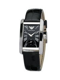 Emporio Armani Quartz, Black Dial with Black Leather Strap Band - Womens Watch AR0144 Emporio Armani Quartz, Black Dial with Black Leather Strap Band - Womens Watch AR0144