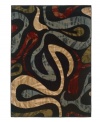 Modern intrigue. Bold, swirling stencils cascade over a stark black ground for a sophisticated, modern design. The Yorkville area rug features a low pile height and soft hand for a fresh finish to any room. (Clearance)