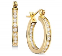 B. Brilliant 18k Gold over Sterling Silver Cubic Zirconia Hoop Earrings B. Brilliant 18k Gold over Sterling Silver Cubic Zirconia Hoop Earrings