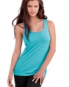 District Threads Women's Athletic Racerback Tank Top, Aqua Ice, Medium