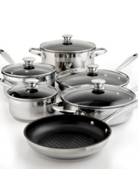 In an instant, a professional kitchen created! You'll take a shine to this heavy-gauge set, which includes all of the essentials for efficient cooking, plus a tri-ply encapsulated base construction that guarantees fast, even heating. Each piece is coated in Whitford's Quantanium nonstick for incredibly quick and easy food release and a hassle-free cleanup. 5-year warranty. In an instant, a professional kitchen created! You'll take a shine to this heavy-gauge set, which includes all of the essentials for efficient cooking, plus a tri-ply encapsulated base construction that guarantees fast, even heating. Each piece is coated in Whitford's Quantanium nonstick for incredibly quick and easy food release and a hassle-free cleanup. 5-year warranty.