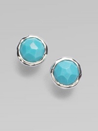 A simply chic style in sleek sterling silver with rich, faceted turquoise stones. Sterling silverTurquoiseSize, about ½Post backImported 