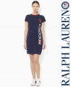 Celebrating Team USA's participation in the 2012 Olympic Games, an effortlessly chic short-sleeved dress from Ralph Lauren is rendered from light-as-air cotton jersey with bold country embroidery.