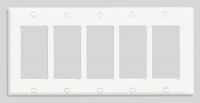 Leviton 80423-W 5-Gang Decora/GFCI Device Decora Wallplate, Standard Size, Thermoset, Device Mount, White Leviton 80423-W 5-Gang Decora/GFCI Device Decora Wallplate, Standard Size, Thermoset, Device Mount, White