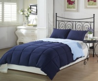 Chezmoi Collection 2-Piece Navy Light Blue Super Soft Goose Down Alternative Reversible Comforter Set, Twin/Twin X-Large Chezmoi Collection 2-Piece Navy Light Blue Super Soft Goose Down Alternative Reversible Comforter Set, Twin/Twin X-Large