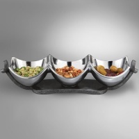 Nambe Anvil TrIo Condiment, 16-Inch Length by 4-1/2-Inch Wide by 4-1/4-Inch High Nambe Anvil TrIo Condiment, 16-Inch Length by 4-1/2-Inch Wide by 4-1/4-Inch High