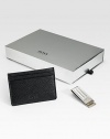 Superbly stylish gift set includes a pebbled leather card case and money clip with logo detail, presented in an elegant gift box. LeatherID, two card slotsCard case: 4W x 2¾HMetalMoney clip: ¾W x 2½HImported 