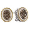 925 Silver, Brown & White Diamond Oval Earrings with 18k Gold Accents (0.70ctw)