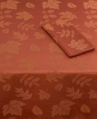 Elegance with an autumnal twist. Featuring a leafy damask pattern in brilliant brown, this Homewear tablecloth outfits harvest tables in seasonal splendor. (Clearance) Elegance with an autumnal twist. Featuring a leafy damask pattern in brilliant brown, this Homewear tablecloth outfits harvest tables in seasonal splendor. (Clearance)