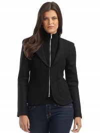 THE LOOKSoft felted wool with inner zippered knit layerDraped hoodBeautifully seamed for shapeWelted detailSingle hook-and-eye outer layer closeTHE FITAbout 22 from shoulder to hemTHE MATERIALFelted woolCARE & ORIGINHand wash or dry cleanImported THE LOOKSoft felted wool with inner zippered knit layerDraped hoodBeautifully seamed for shapeWelted detailSingle hook-and-eye outer layer closeTHE FITAbout 22 from shoulder to hemTHE MATERIALFelted woolCARE & ORIGINHand wash or dry cleanImported
