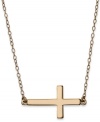 Try on the latest sideways cross trend. Studio Silver's pretty style is crafted in 18k rose gold over sterling silver with a matching chain. Approximate length: 18 inches. Approximate drop: 1/2 inch.