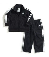 adidas Boys 2-7 Iconic Tricot Set, Caviar Black, 7X