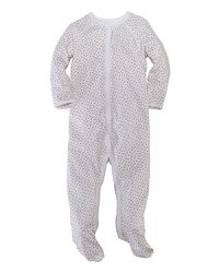 An essential long-sleeved footed coverall features a dainty floral print on soft cotton jersey. An essential long-sleeved footed coverall features a dainty floral print on soft cotton jersey.