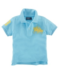 A classic polo in breathable cotton mesh is given a modern, sporty edge with Dual Match embroidery and an applied 3 patch on the sleeve for in-the-game authenticity. A classic polo in breathable cotton mesh is given a modern, sporty edge with Dual Match embroidery and an applied 3 patch on the sleeve for in-the-game authenticity.