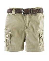 Cool utility-inspired cargo short in substantial cotton twill. Cool utility-inspired cargo short in substantial cotton twill.