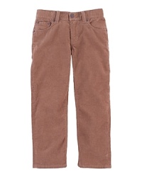 A slim-fitting corduroy pant is perfect for a back-to-school modern look. A slim-fitting corduroy pant is perfect for a back-to-school modern look.