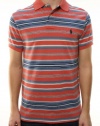 Polo Ralph Lauren Men's Custom Fit Striped Polo Shirt Salmon Red