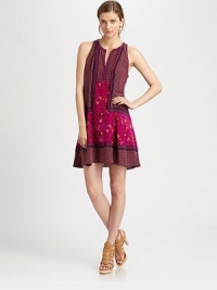 Flowing silk shift dress channels the mixed-print trend with contrasting panels that create an effortlessly exotic feel. Split crewneckSleevelessAbout 21 from natural waistSilkDry cleanImportedModel shown is 5'10 (177cm) wearing US size 2. Flowing silk shift dress channels the mixed-print trend with contrasting panels that create an effortlessly exotic feel. Split crewneckSleevelessAbout 21 from natural waistSilkDry cleanImportedModel shown is 5'10 (177cm) wearing US size 2.