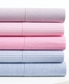 Think pink. Classic pinstripes in pink and white dress your bed in polished, Lauren Ralph Lauren University style. Featuring pure cotton.