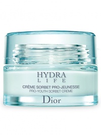 This ultra-light and refreshing sorbet treatment melts upon contact to instantly hydrate the deepest layers of the skin. Hydra Life Pro-Youth Sorbet Crème provides instant and refreshing hydration, stimulates water circulation between skin layers, evens out the complexion and leaves a luminous effect to the skin. 1.7 oz. This ultra-light and refreshing sorbet treatment melts upon contact to instantly hydrate the deepest layers of the skin. Hydra Life Pro-Youth Sorbet Crème provides instant and refreshing hydration, stimulates water circulation between skin layers, evens out the complexion and leaves a luminous effect to the skin. 1.7 oz.