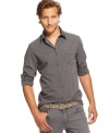 Top-down style. This vertical striped shirt from Kenneth Cole New York keeps your casual look in line. (Clearance)