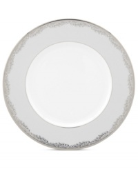 Bordered with delicate platinum flowers, the Lenox Bloomfield accent plate brings refreshing elegance to sure-to-be memorable occasions. Timeless bone china in pure white with a band of pewter complements just about any setting. Bordered with delicate platinum flowers, the Lenox Bloomfield accent plate brings refreshing elegance to sure-to-be memorable occasions. Timeless bone china in pure white with a band of pewter complements just about any setting.