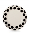 With platinum-banded dots in white porcelain, the Black Pearl serving bowl from Cru offers fine dining without the formality.