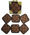 6 Piece Bamboo Woven Coaster Set. Black Check, a Classy Addition to Your Table and Décor