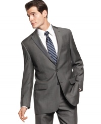 Go gray all the way. This charcoal blazer from Calvin Klein is a sophisticated addition to your dress wardrobe. Go gray all the way. This charcoal blazer from Calvin Klein is a sophisticated addition to your dress wardrobe.